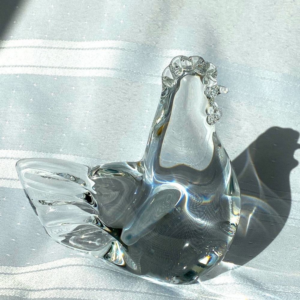 FM Konstglas Ronneby Sweden Rooster Crystal Glass Figurine